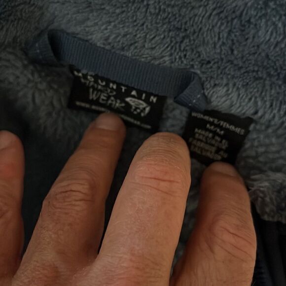 Women’s soft blue Mountain Hardwear fleece sweater jacket coat NO ZIPPER - Picture 4 of 7